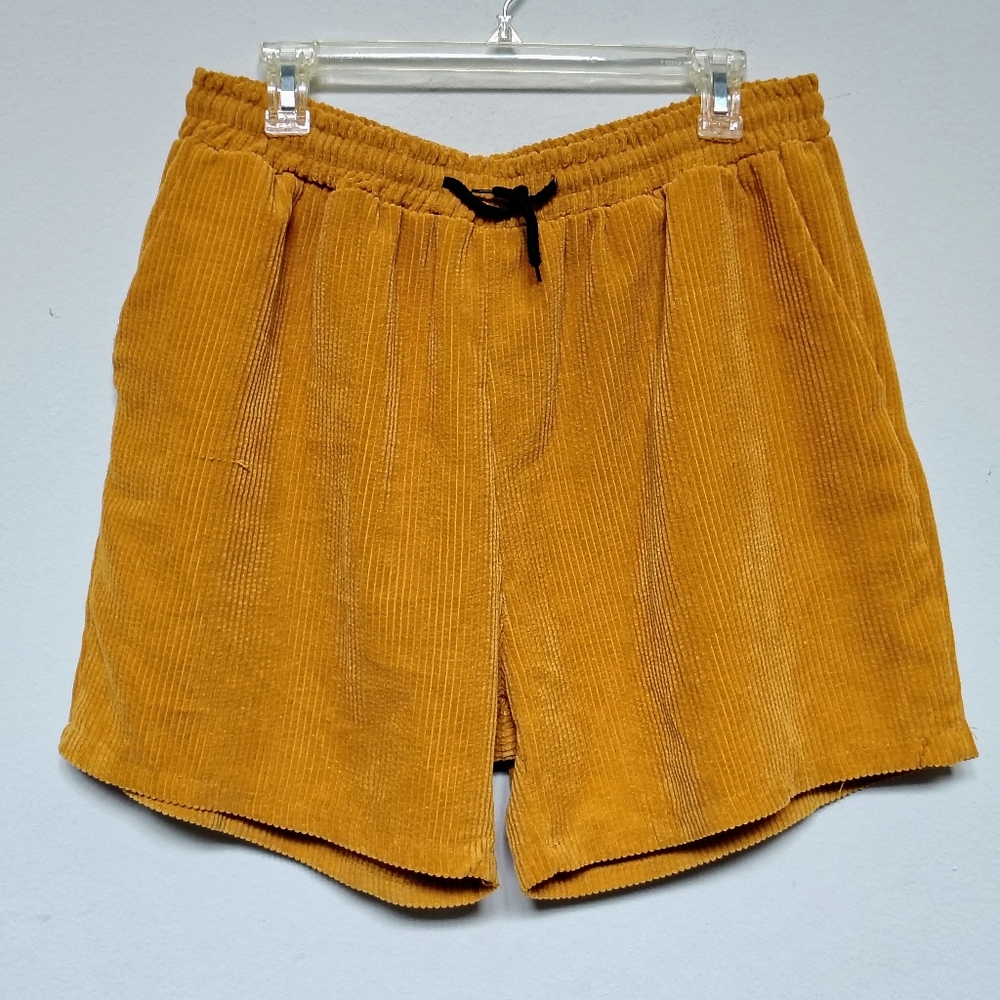 INCERUN Women's Corduroy Shorts in Mustard Color Size 2XL